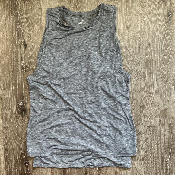 Athleta XXS Gray Double Layer Racerback Workout Tank Active Gym - Picture 1 of 6